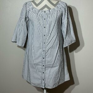 Abercrombie & Fitch White and Gray Striped Top Women Small